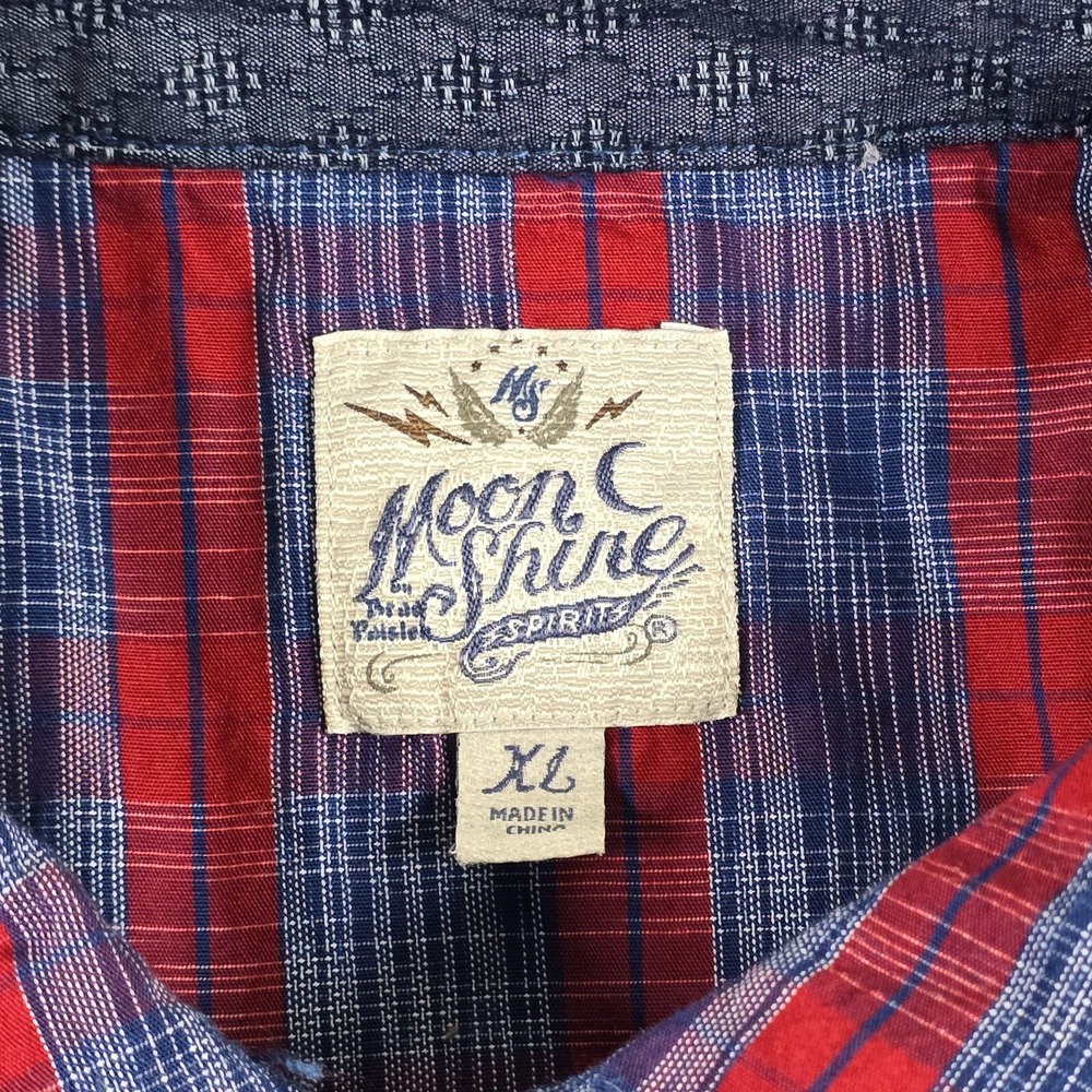 Moon shine Shirt Mens XL Plaid Short Sleeve Pearl Snap Western - Picture 8 of 14